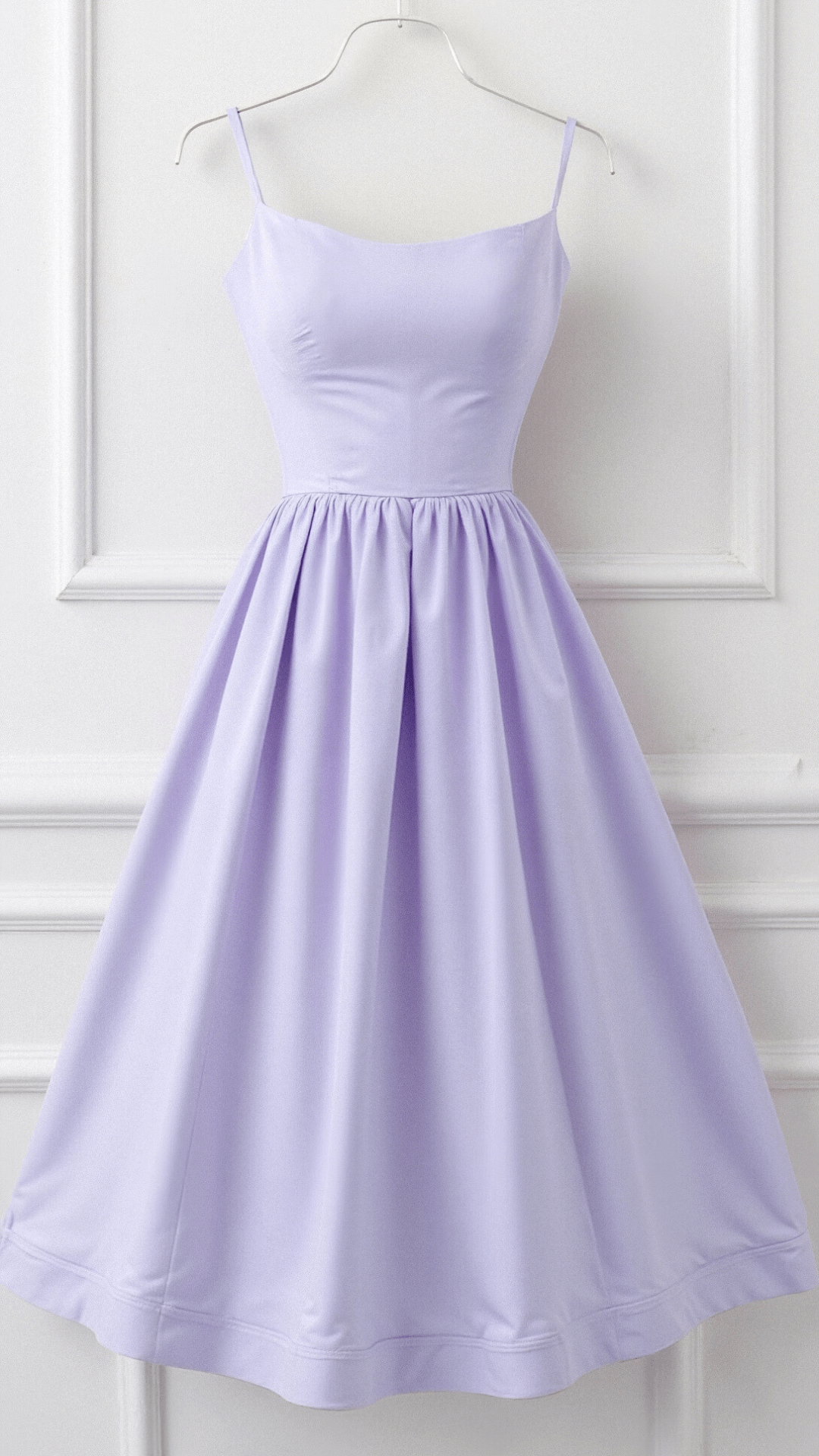 Women's Midi Dress - A-Line Silhouette - Spaghetti Straps - Elegant Flowing Design