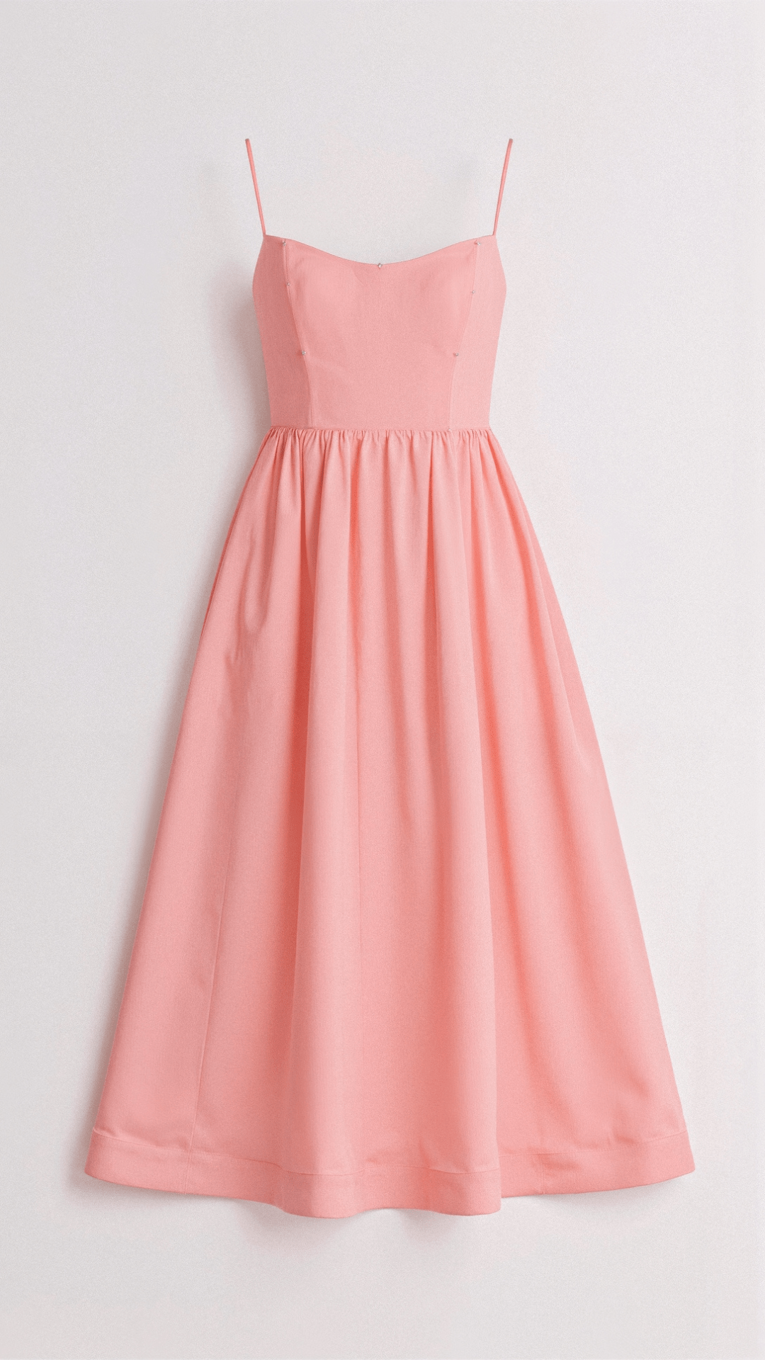 Women's Midi Dress - A-Line Silhouette - Spaghetti Straps - Elegant Flowing Design