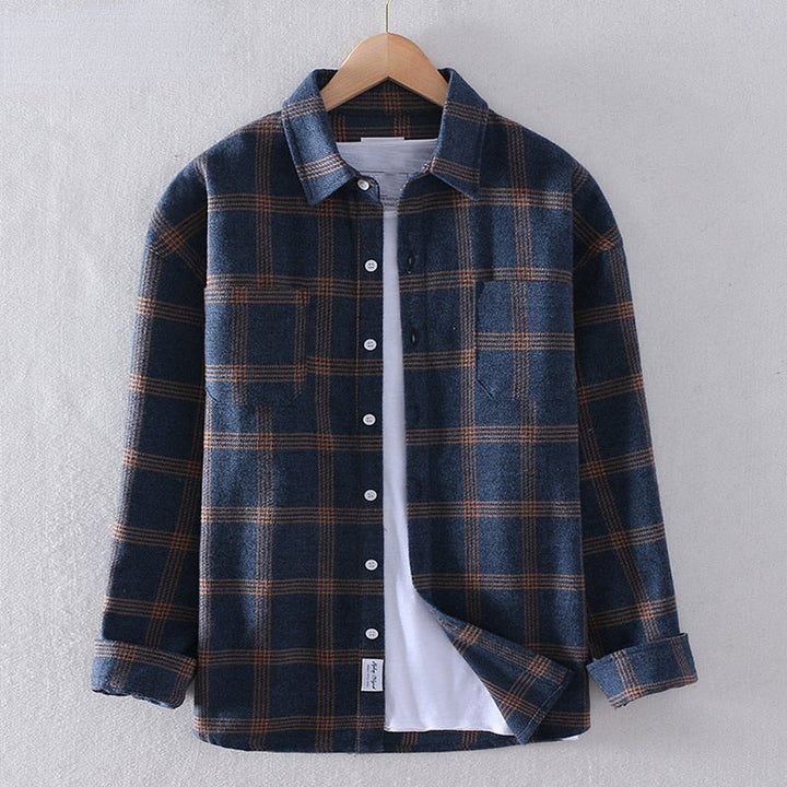 Men’s Checkered Shirt - Natural Fibers - Regular Fit - Button-Down Casual Style