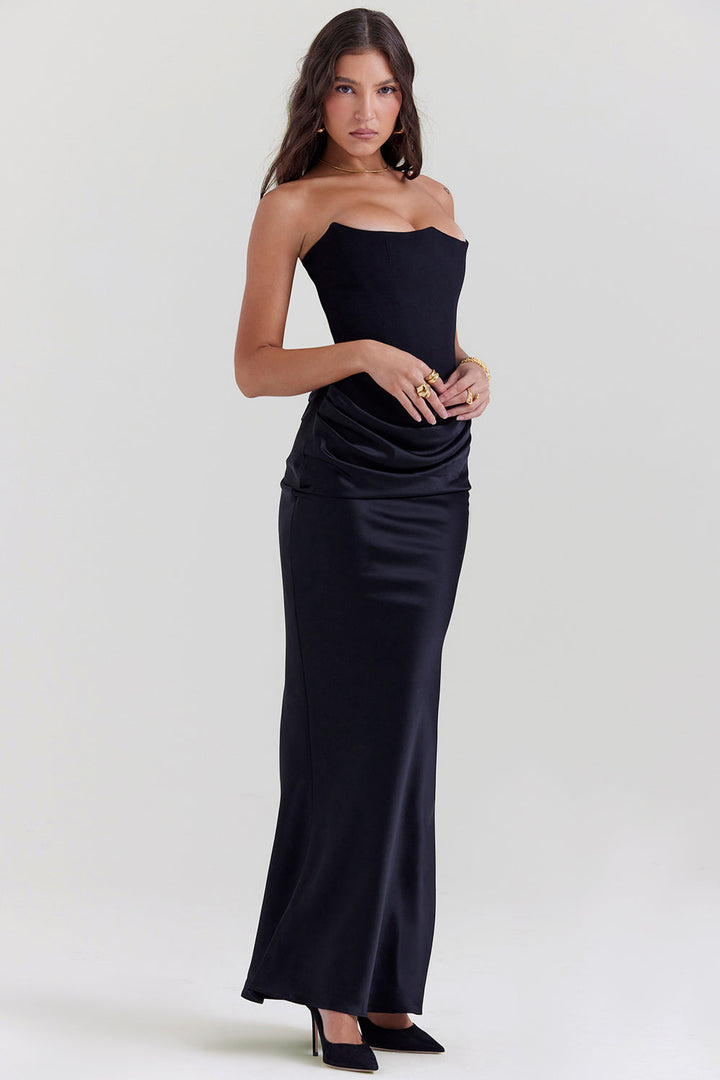Women’s Strapless Evening Gown - Fitted Bodice - Mermaid Silhouette - Floor Length Elegant