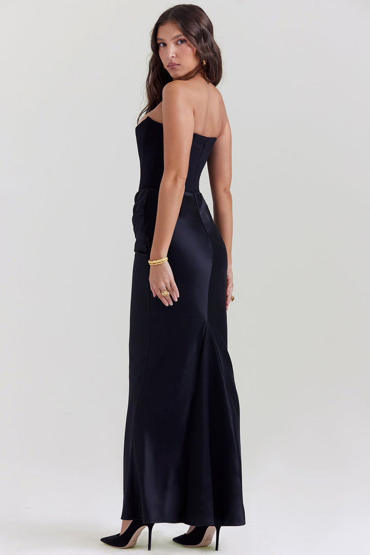 Women’s Strapless Evening Gown - Fitted Bodice - Mermaid Silhouette - Floor Length Elegant