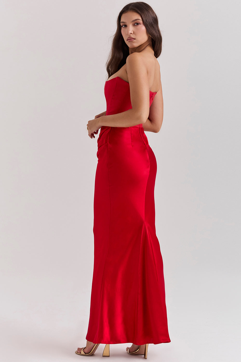 Women’s Strapless Evening Gown - Fitted Bodice - Mermaid Silhouette - Floor Length Elegant