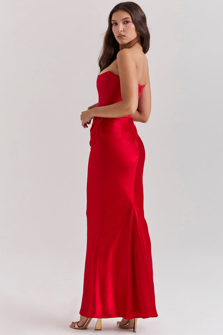 Women’s Strapless Evening Gown - Fitted Bodice - Mermaid Silhouette - Floor Length Elegant