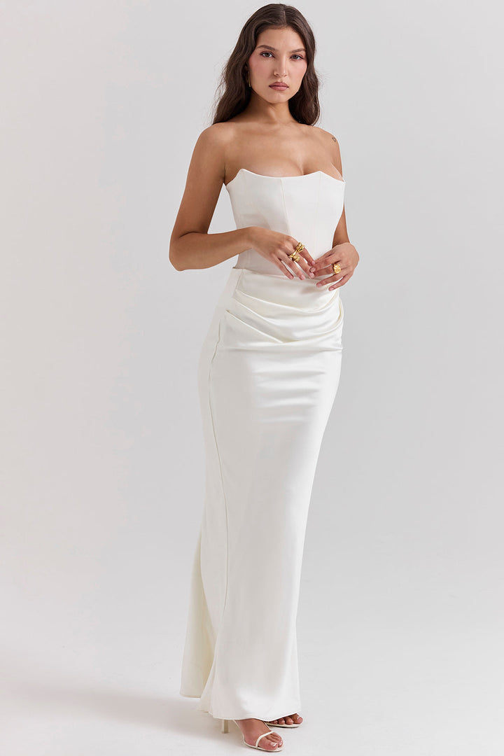 Women’s Strapless Evening Gown - Fitted Bodice - Mermaid Silhouette - Floor Length Elegant