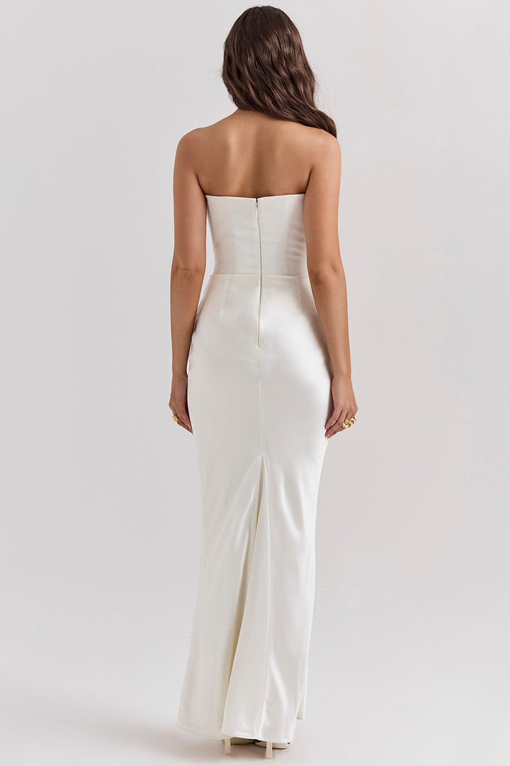 Women’s Strapless Evening Gown - Fitted Bodice - Mermaid Silhouette - Floor Length Elegant