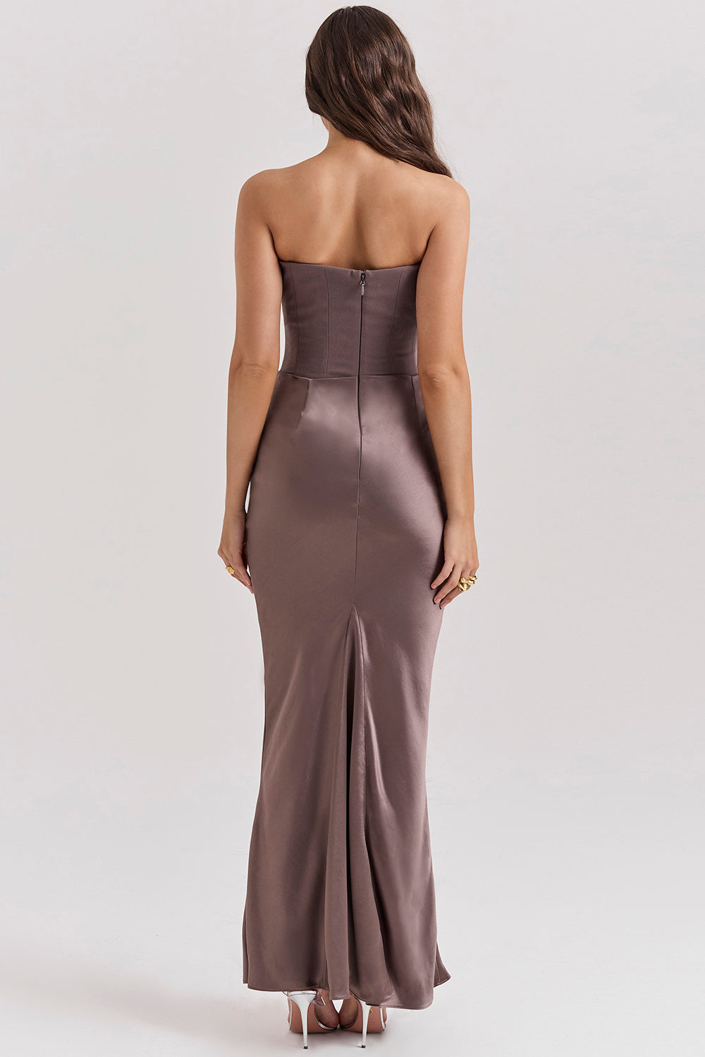 Women’s Strapless Evening Gown - Fitted Bodice - Mermaid Silhouette - Floor Length Elegant