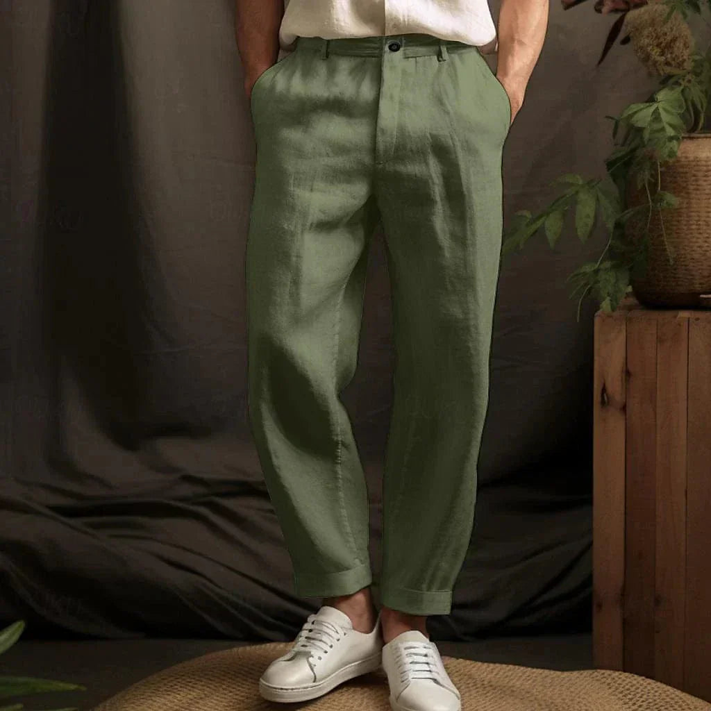 Men’s Linen Pants – Relaxed Fit – Straight Leg – Casual Trousers