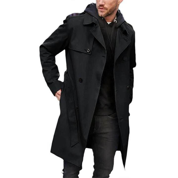 Men’s Trench Coat - Tailored Fit - Double-Breasted - Belted Waist - Breathable Blend