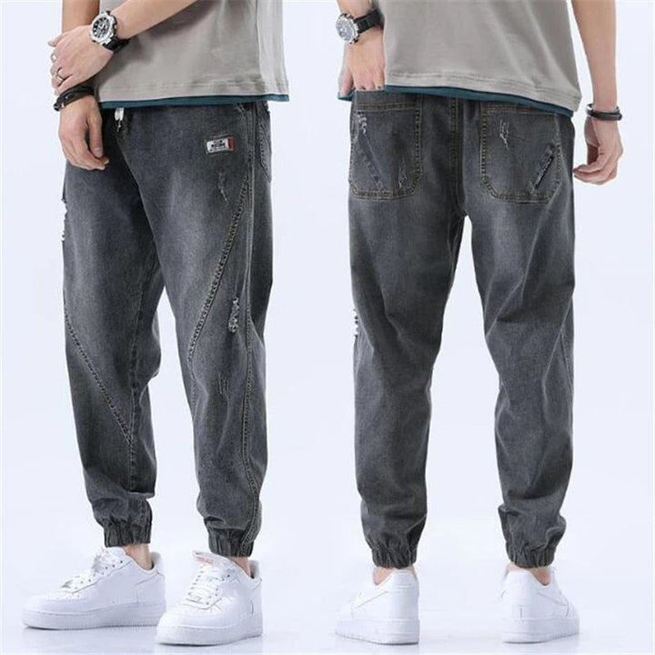 Men’s Jogger Jeans – Relaxed Fit – Elastic Waistband – Drawstring – Tapered Casual Pants