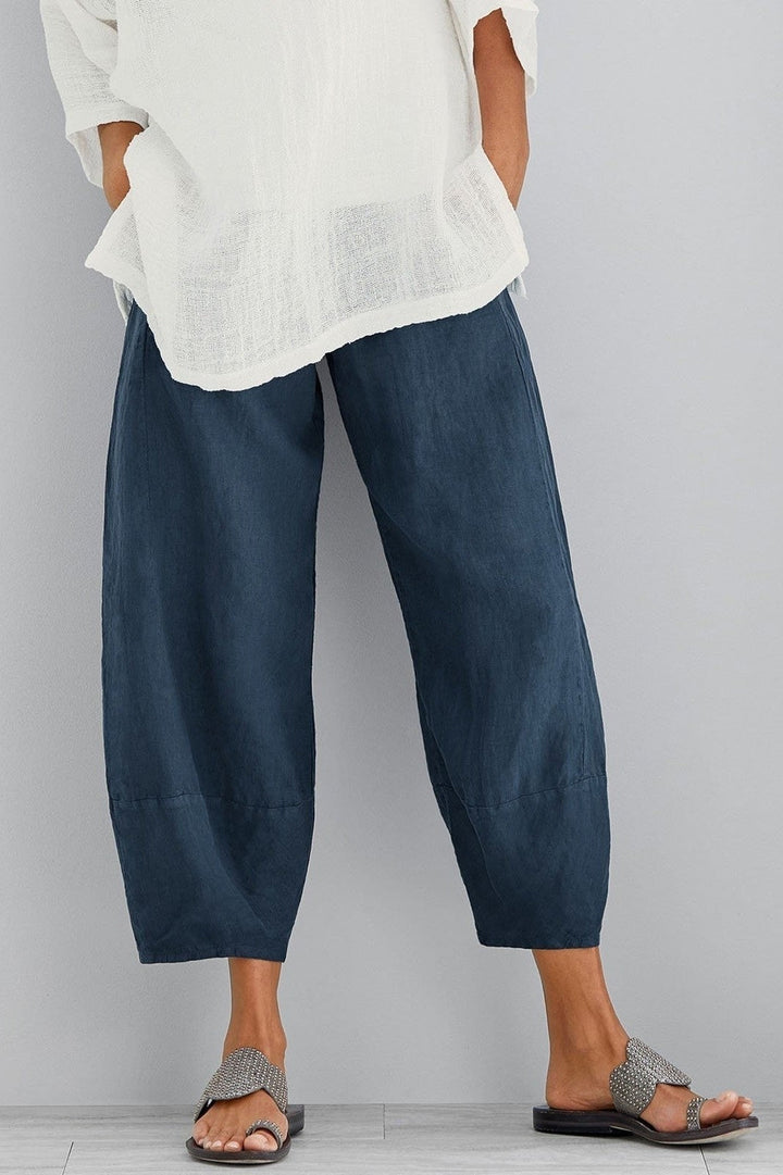 Women’s Wide Leg Pants – Relaxed Fit – Natural Fibers – Full Length – With Pockets