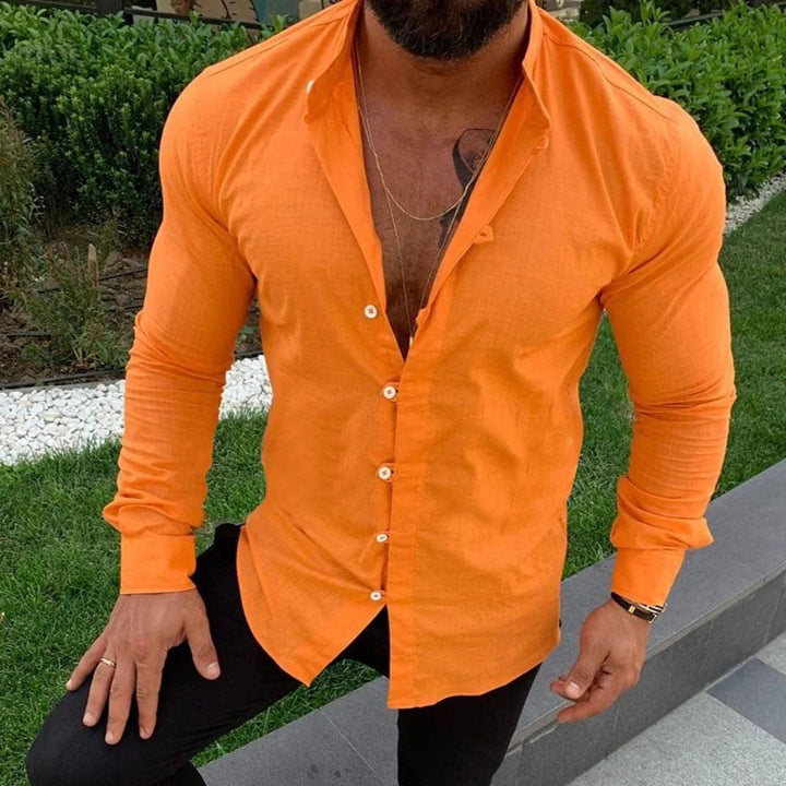 Men’s Shirt - Slim Fit - Natural Fibers - Long Sleeve - Button-Up Casual Style