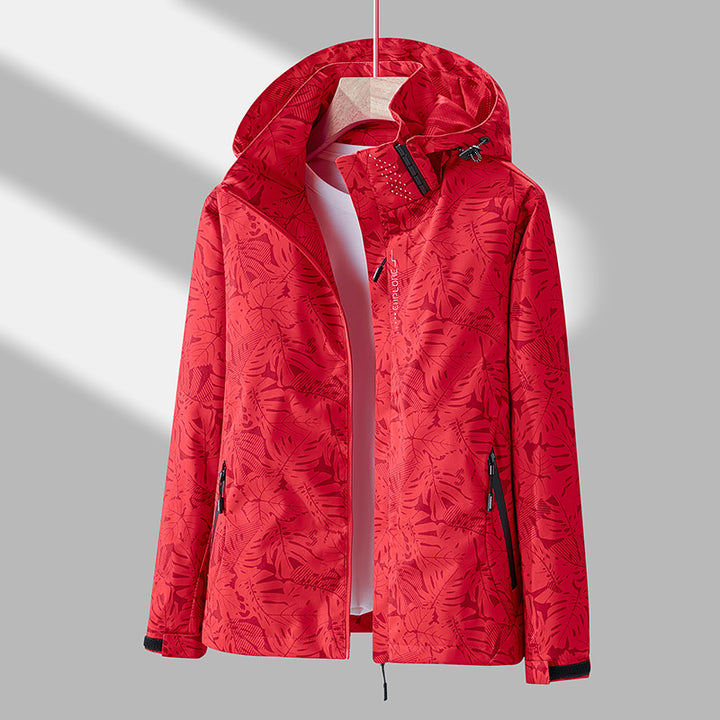 Women’s Waterproof Jacket – Wind-Resistant – Adjustable Hood – Zipper Pockets – Regular Fit