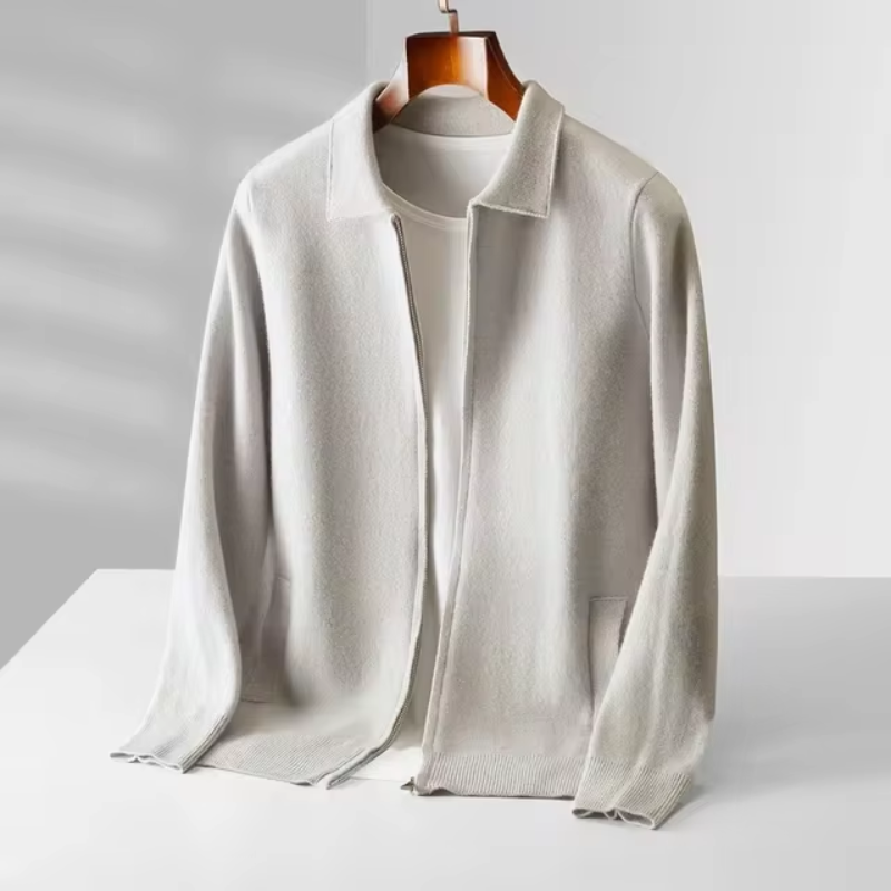 Men’s Vest – Cashmere – Regular Fit – Full Zip – Ribbed Hem – Side Pockets – Collar