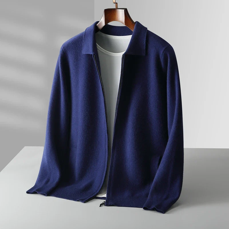 Men’s Vest – Cashmere – Regular Fit – Full Zip – Ribbed Hem – Side Pockets – Collar