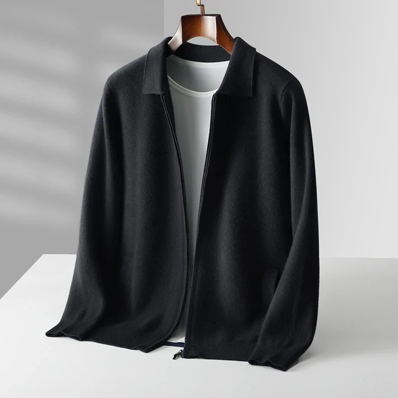 Men’s Vest – Cashmere – Regular Fit – Full Zip – Ribbed Hem – Side Pockets – Collar