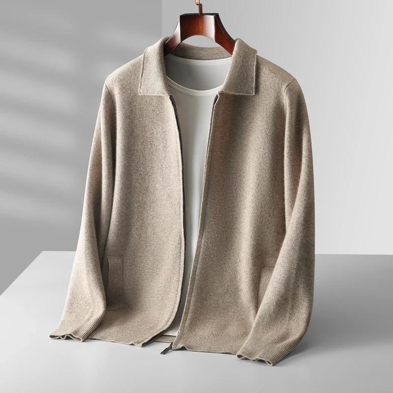 Men’s Vest – Cashmere – Regular Fit – Full Zip – Ribbed Hem – Side Pockets – Collar