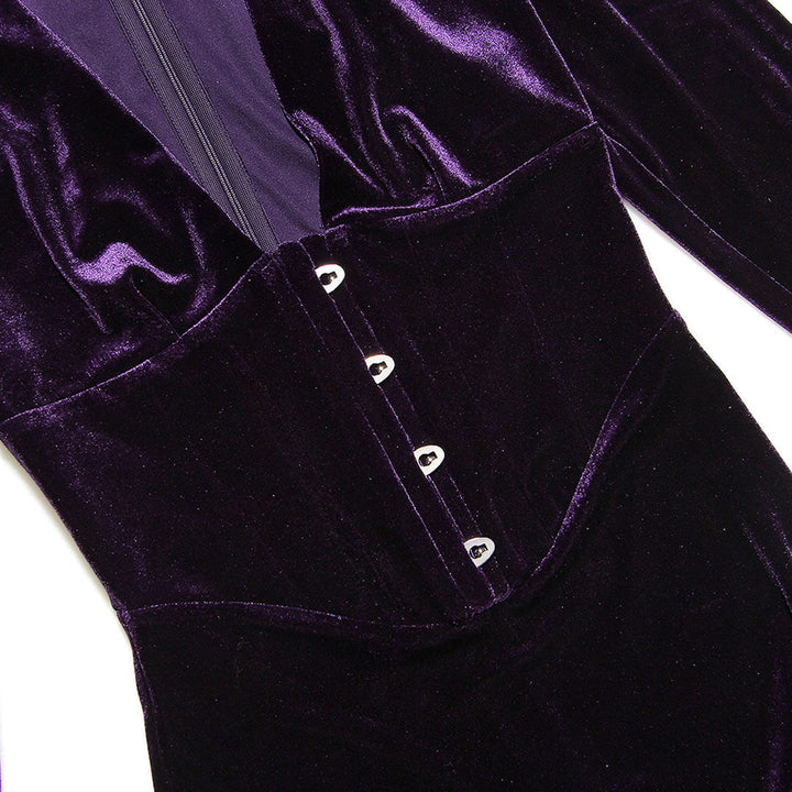 Velvet Mini Dress with Mesh Panels and Ruffle Hem – For Women