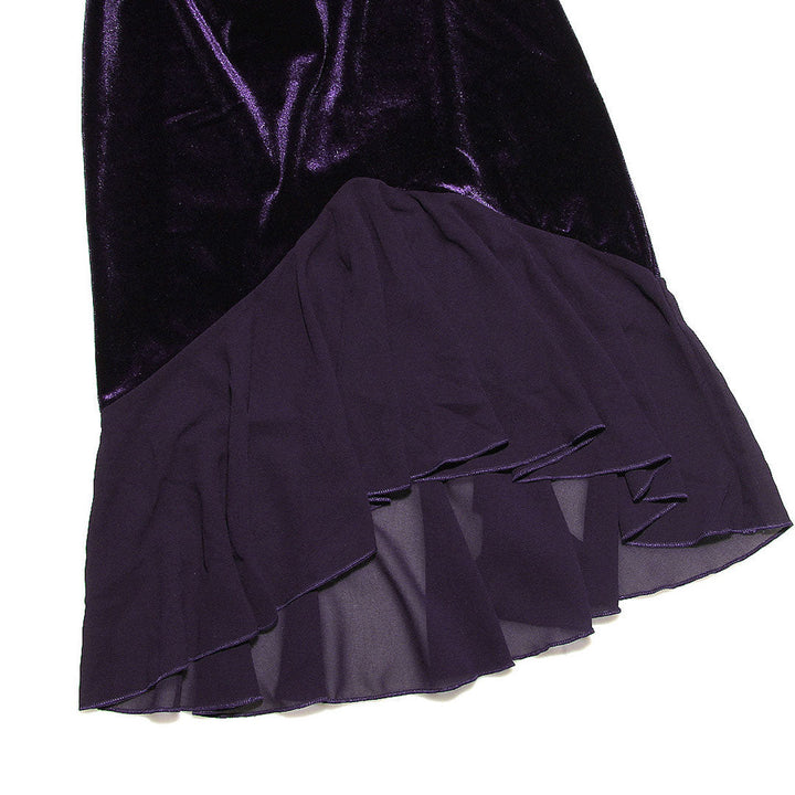Velvet Mini Dress with Mesh Panels and Ruffle Hem – For Women