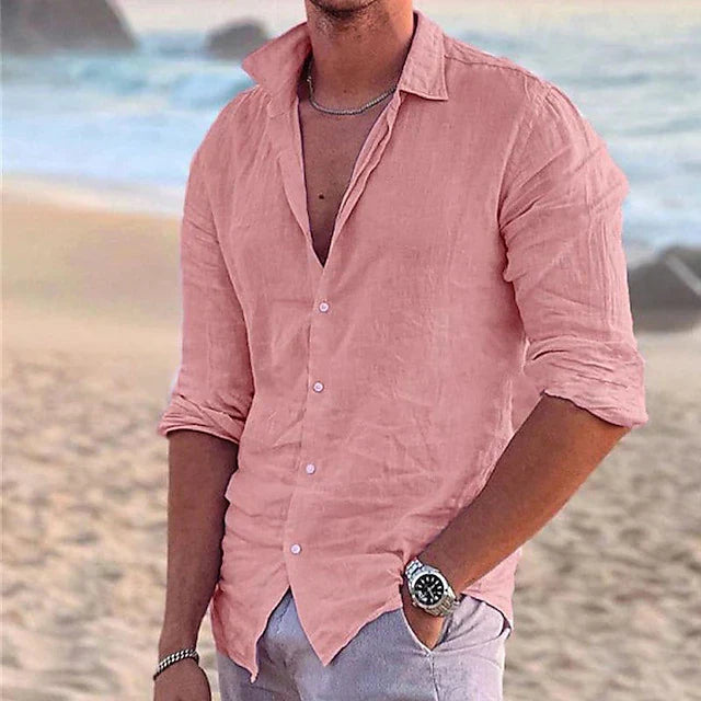Men’s Button-Up Shirt – Relaxed Fit – Long Sleeve – Natural Fibers – Casual Style