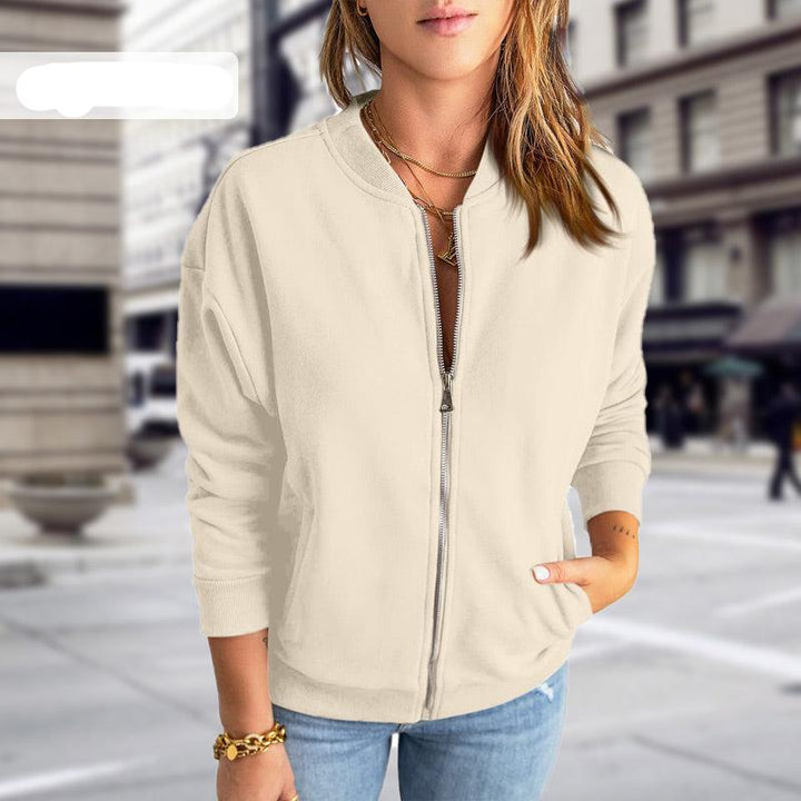 Women’s Bomber Jacket – Relaxed Fit – Soft Breathable Blend – Zipper Front – Ribbed Trim