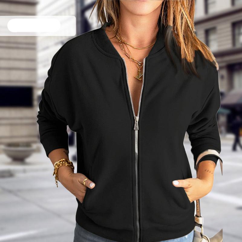 Women’s Bomber Jacket – Relaxed Fit – Soft Breathable Blend – Zipper Front – Ribbed Trim