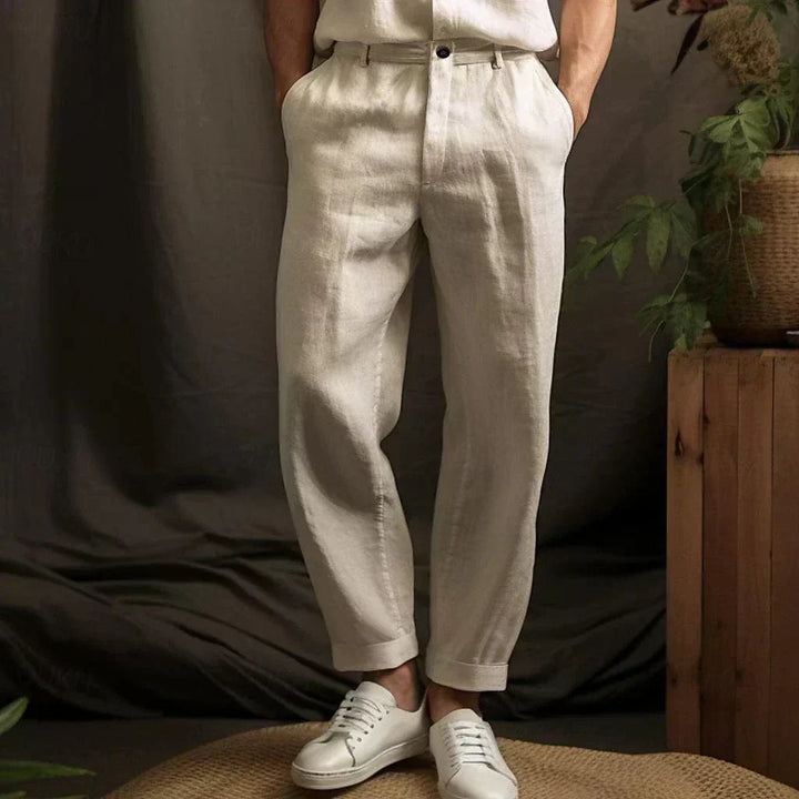 Men’s Linen Pants – Relaxed Fit – Straight Leg – Casual Trousers