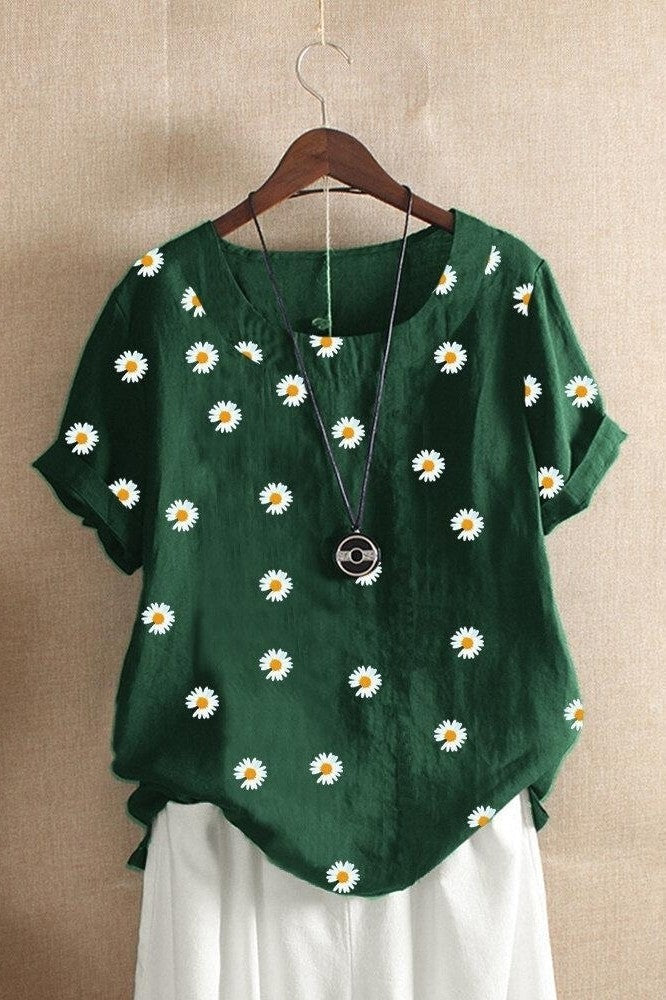 Women’s T-Shirt – Relaxed Fit – Soft Breathable Blend – Short Sleeve Floral Print