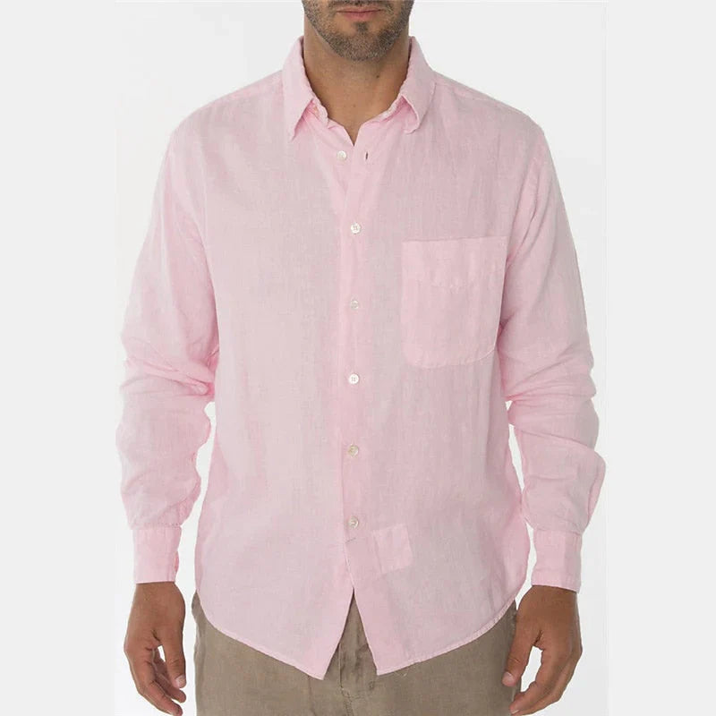Men’s Casual Shirt - Natural Fibers - Relaxed Fit - Long Sleeve Button-Down Style