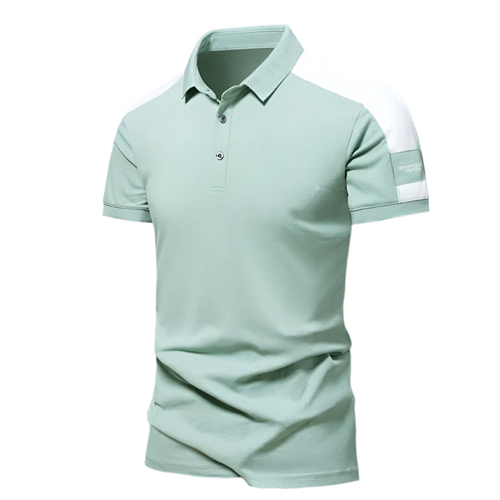 Men’s Polo Shirt - Slim Fit - Breathable Blend - Contrasting Shoulder Panel - Short Sleeve