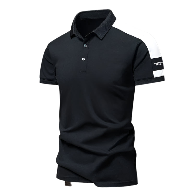 Men’s Polo Shirt - Slim Fit - Breathable Blend - Contrasting Shoulder Panel - Short Sleeve