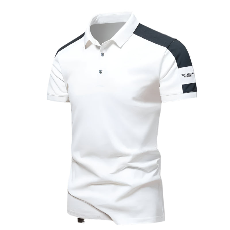 Men’s Polo Shirt - Slim Fit - Breathable Blend - Contrasting Shoulder Panel - Short Sleeve