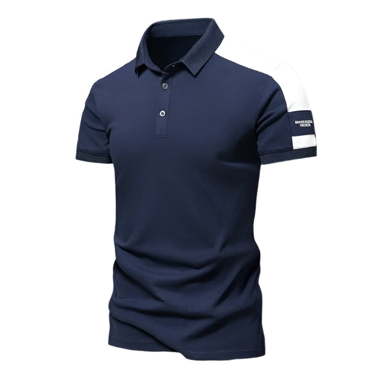 Men’s Polo Shirt - Slim Fit - Breathable Blend - Contrasting Shoulder Panel - Short Sleeve