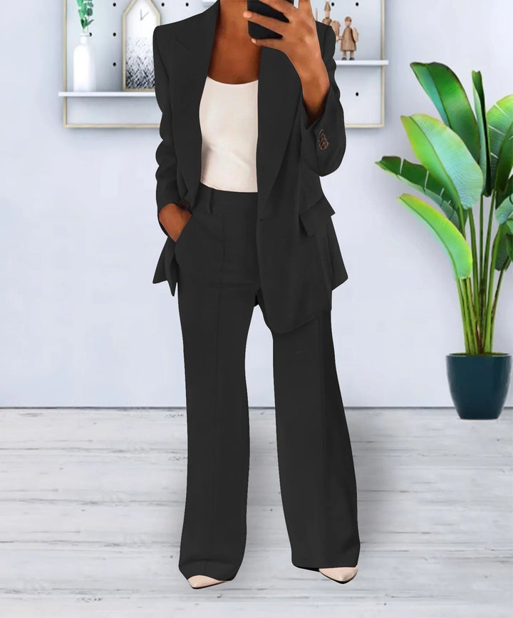 Women’s Pantsuit Set – Tailored Blazer – Relaxed Fit – Straight-Leg High-Waist Trousers