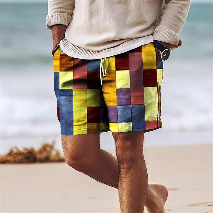Men’s Swim Shorts - Quick Dry Fabric - Regular Fit - Mid-Thigh Length - Adjustable Waist