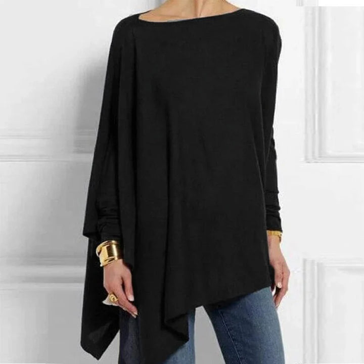 Women’s Tunic Top – Soft Knit – Oversized Fit – Asymmetrical Hem – Long Sleeve Casual