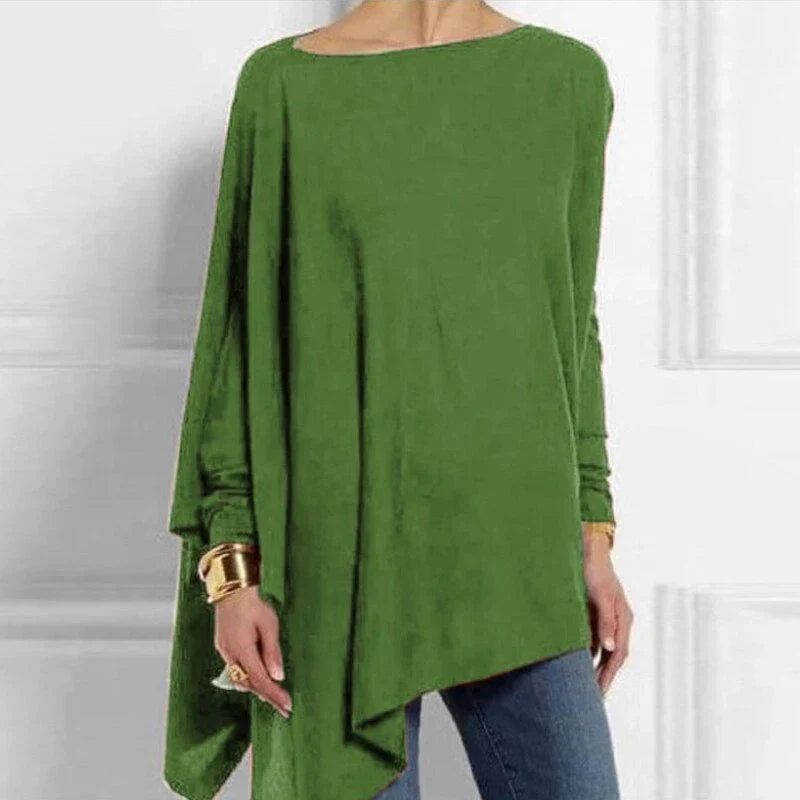 Women’s Tunic Top – Soft Knit – Oversized Fit – Asymmetrical Hem – Long Sleeve Casual