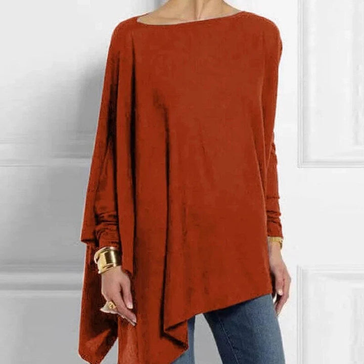 Women’s Tunic Top – Soft Knit – Oversized Fit – Asymmetrical Hem – Long Sleeve Casual