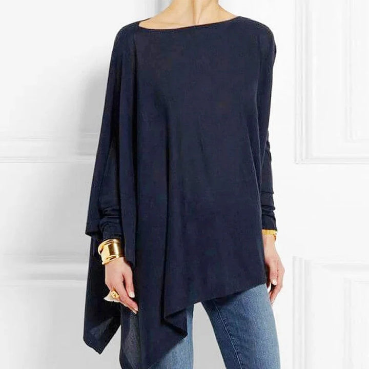 Women’s Tunic Top – Soft Knit – Oversized Fit – Asymmetrical Hem – Long Sleeve Casual