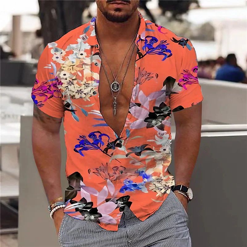 Men’s Polo Shirt - Slim Fit - Breathable Blend - Short Sleeve - Floral Print